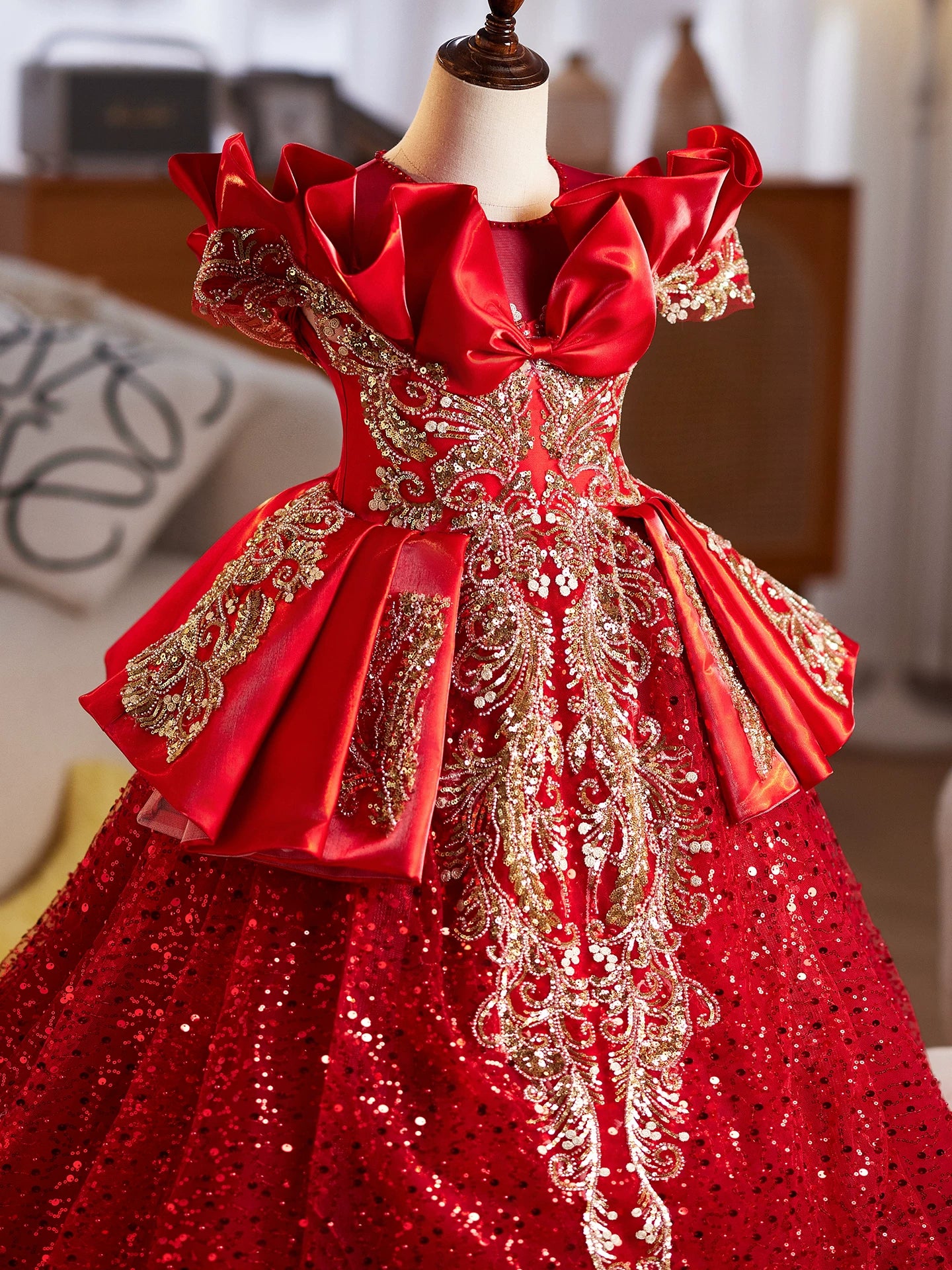 Burgundy A-Line Sequin Maxi Girl's Dress – Cute & Formal Occasionwear