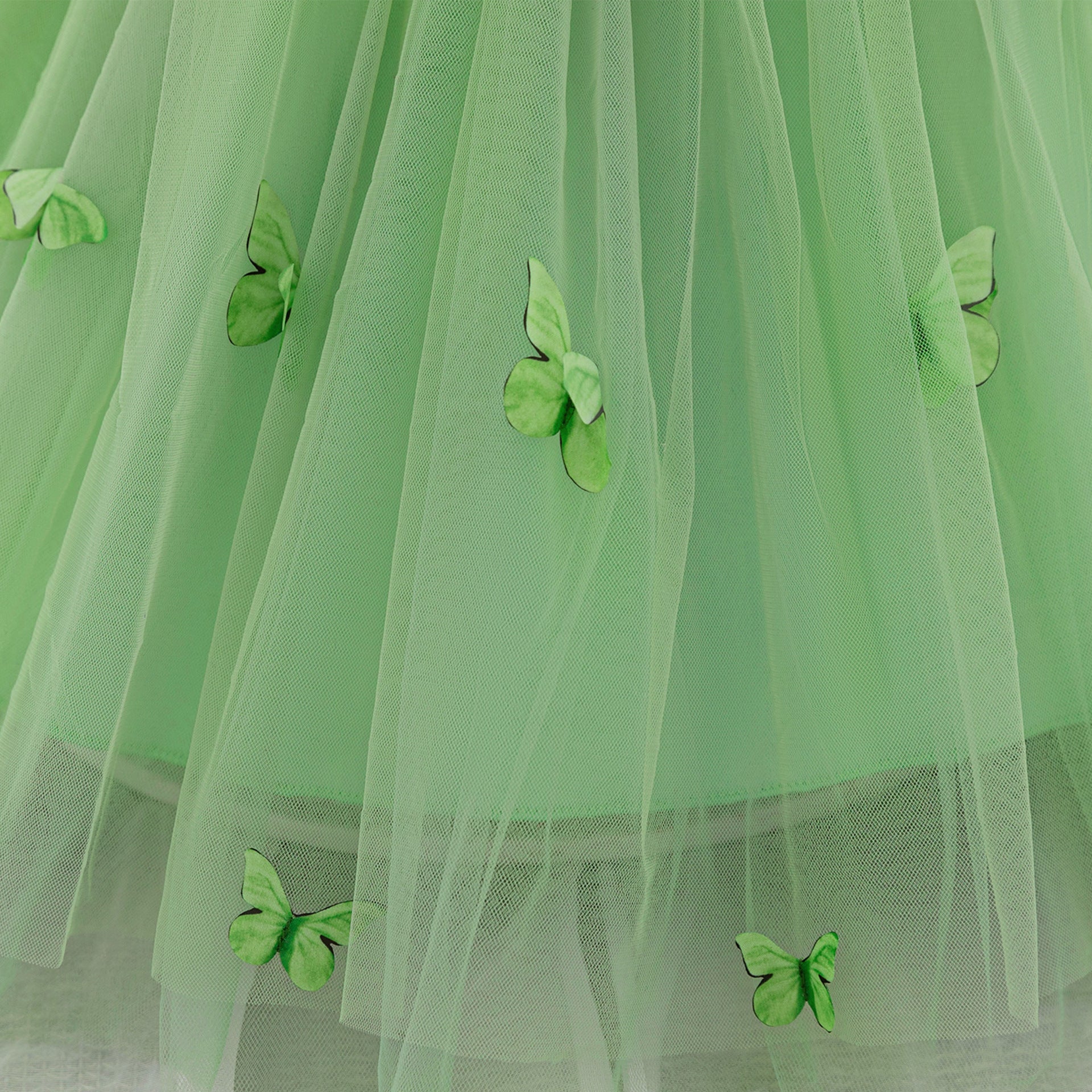 Purple Puffy Princess Dress with Butterfly Appliques for Little Girls