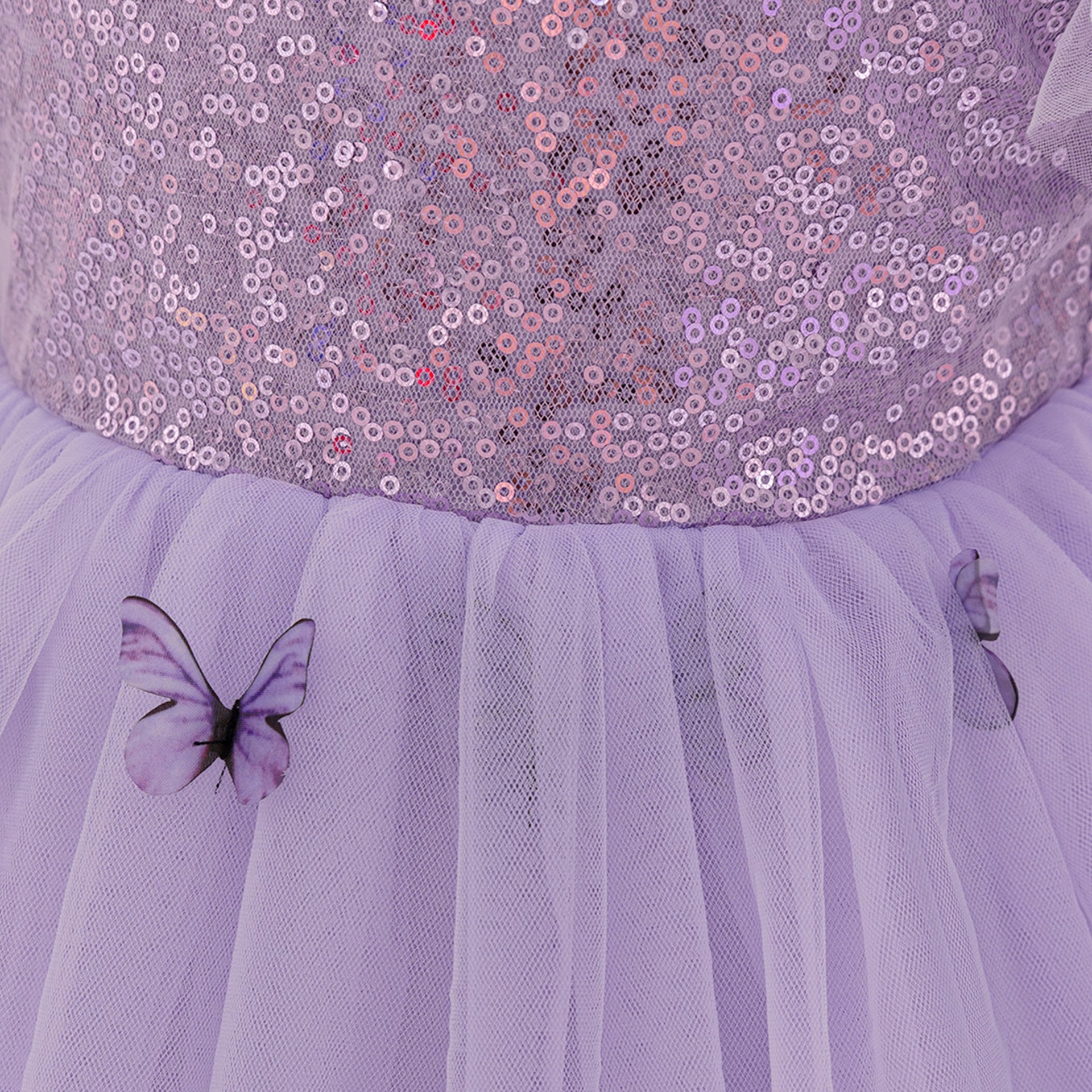 Purple Puffy Princess Dress with Butterfly Appliques for Little Girls