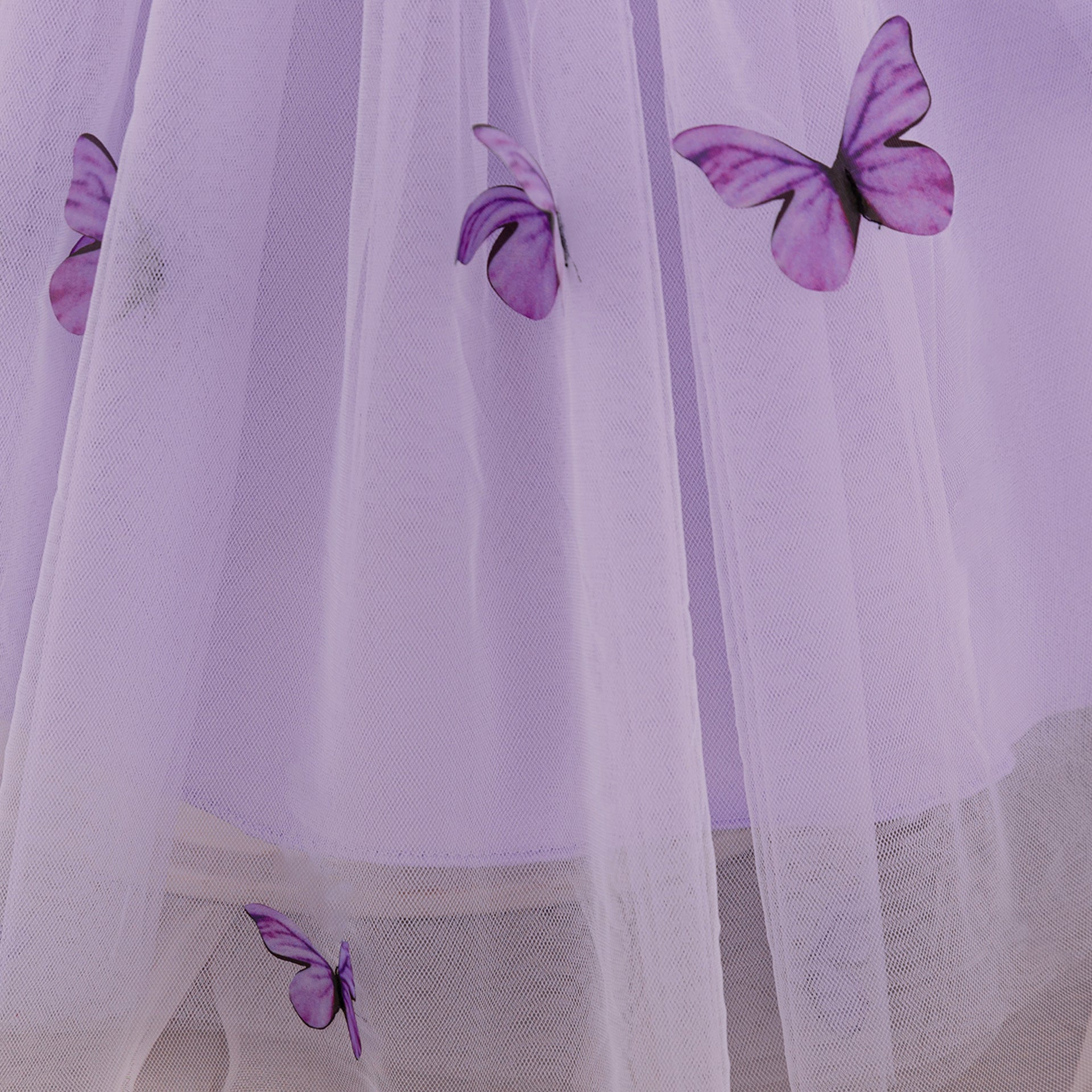 Purple Puffy Princess Dress with Butterfly Appliques for Little Girls
