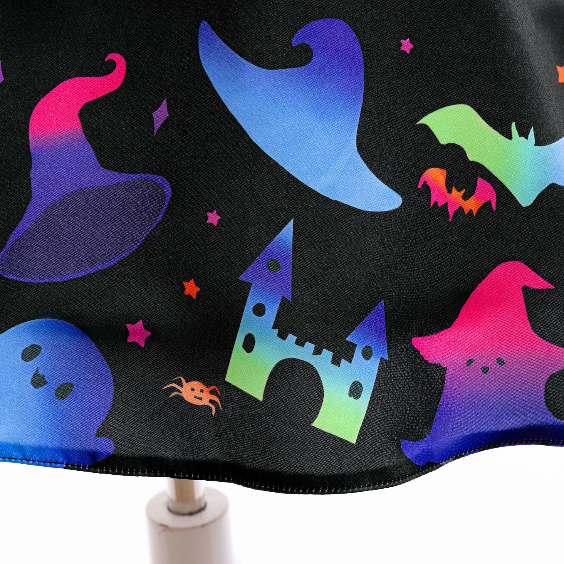 Girls' Cartoon Bat & Ghost Puffy Ball Gown – Orange Tea Length Halloween Dress