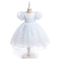 Cartoon Print A-Line High-Low Tulle Princess Dress with Puff Sleeves