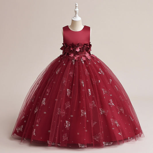 Cute Cartoon Print A-Line Maxi Dress for Girls – Princess Party & Flower Girl Outfit