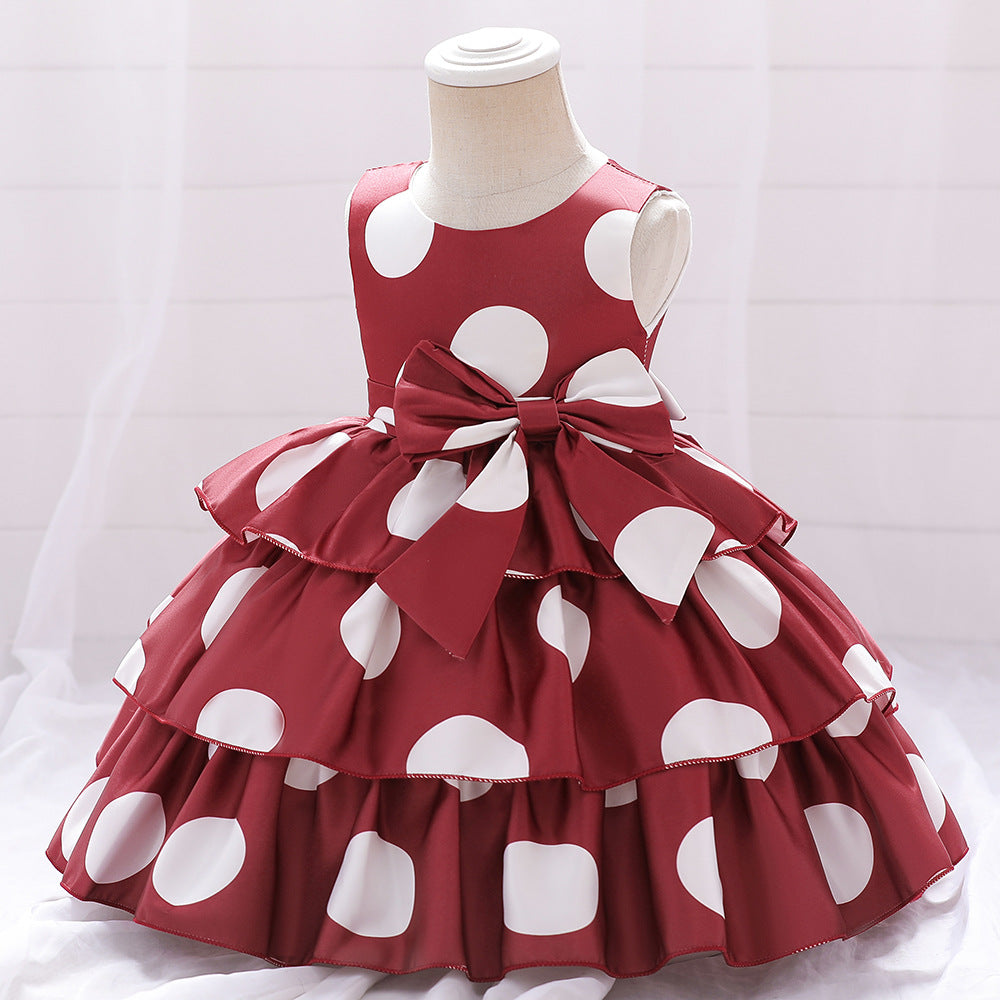 Puffy Cartoon Princess Dress for Girls – Tiered Ruffle Ball Gown for Parties & Celebrations