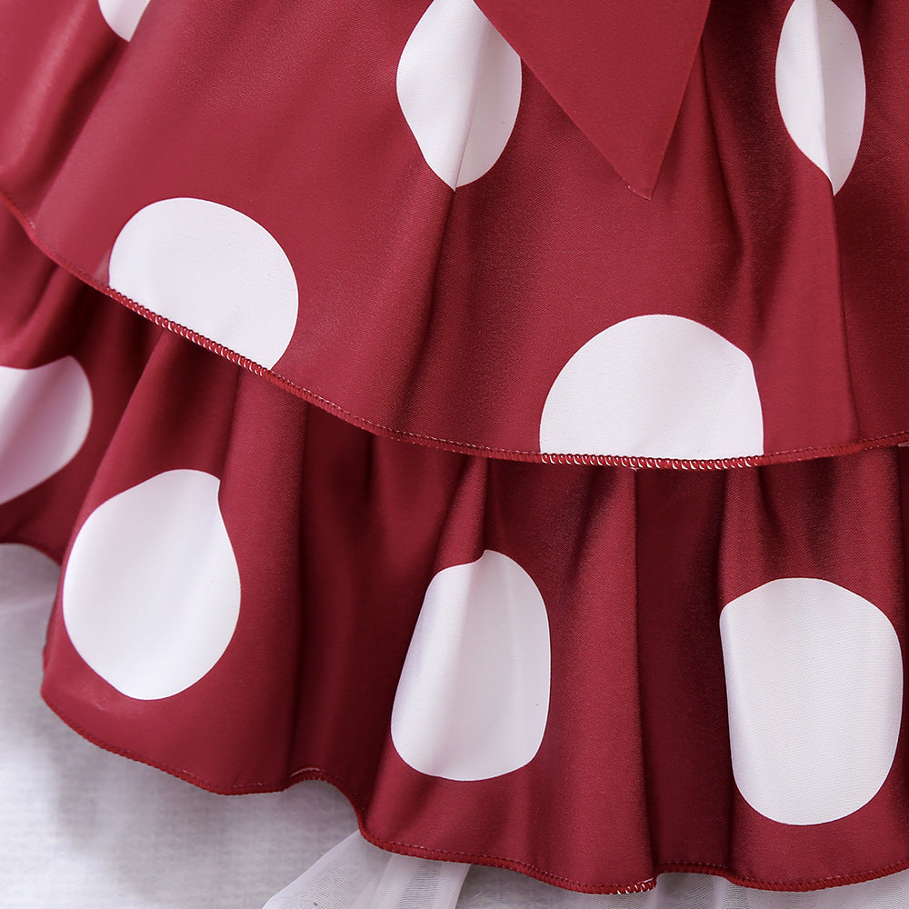 Puffy Cartoon Princess Dress for Girls – Tiered Ruffle Ball Gown for Parties & Celebrations