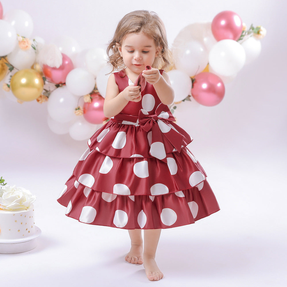 Puffy Cartoon Princess Dress for Girls – Tiered Ruffle Ball Gown for Parties & Celebrations