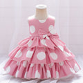 Cartoon Print Puffy Princess Dress with Bow for Girls
