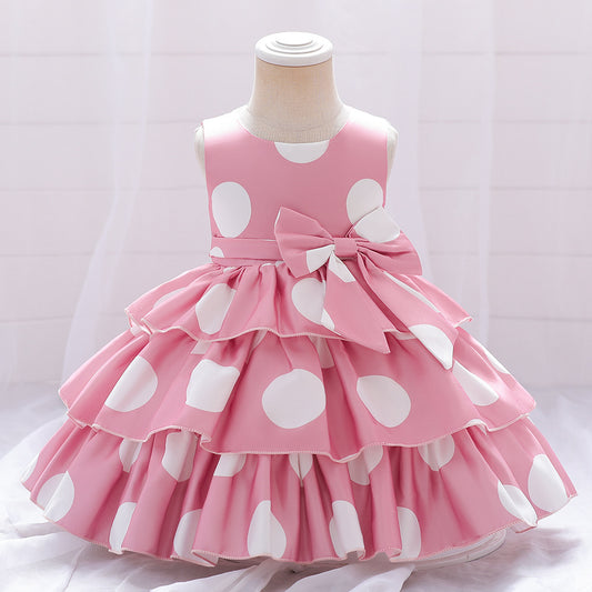 Puffy Cartoon Princess Dress for Girls – Tiered Ruffle Ball Gown for Parties & Celebrations