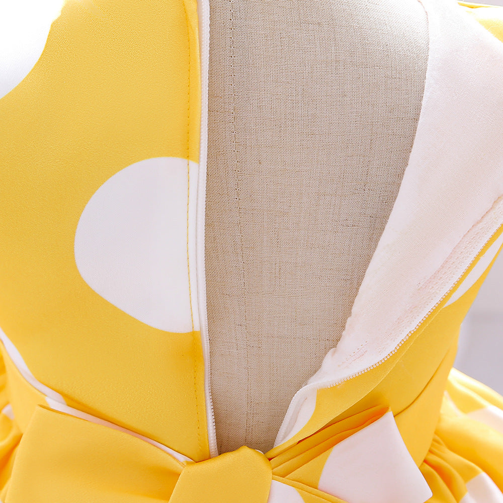 Puffy Cartoon Princess Dress for Girls – Tiered Ruffle Ball Gown for Parties & Celebrations