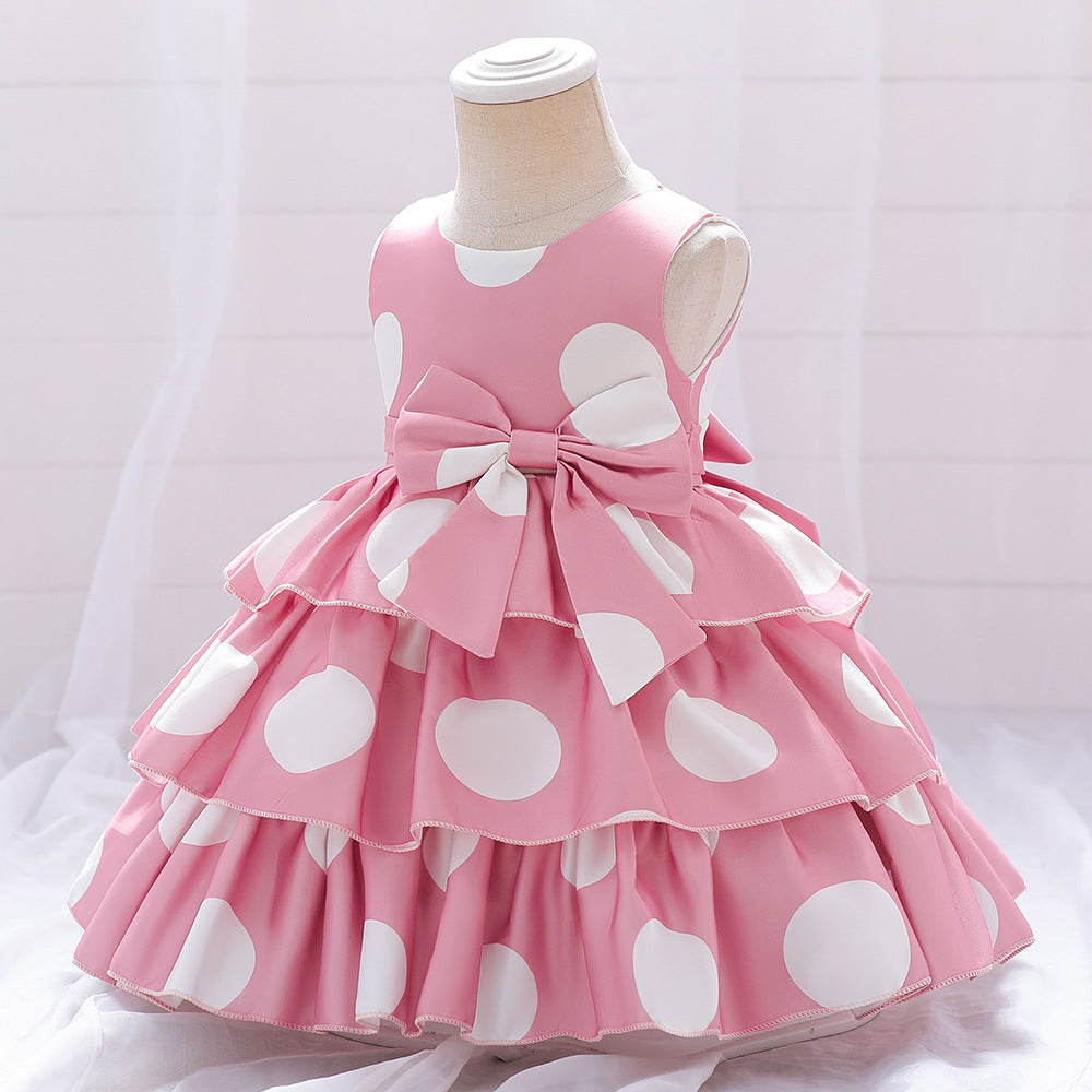 Puffy Cartoon Princess Dress for Girls – Tiered Ruffle Ball Gown for Parties & Celebrations