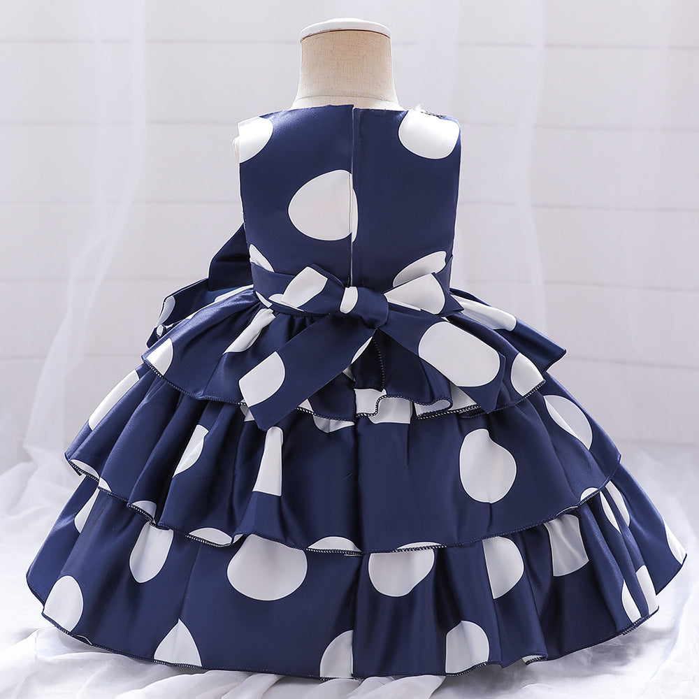 Puffy Cartoon Princess Dress for Girls – Tiered Ruffle Ball Gown for Parties & Celebrations