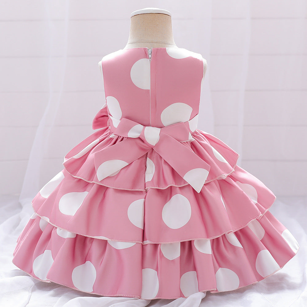 Puffy Cartoon Princess Dress for Girls – Tiered Ruffle Ball Gown for Parties & Celebrations