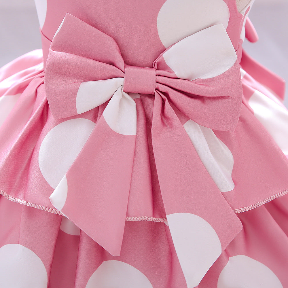 Puffy Cartoon Princess Dress for Girls – Tiered Ruffle Ball Gown for Parties & Celebrations