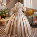 Champagne Off Shoulder Maxi Dress with Sequins for Girls