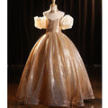 Champagne Sequin A-Line Maxi Dress for Girls