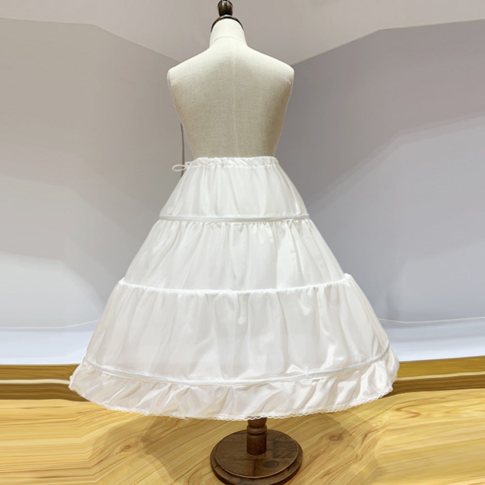 Children's 55CM Ball Gown Petticoat – Three Layers, Single Steel Hoop for Formal Dresses