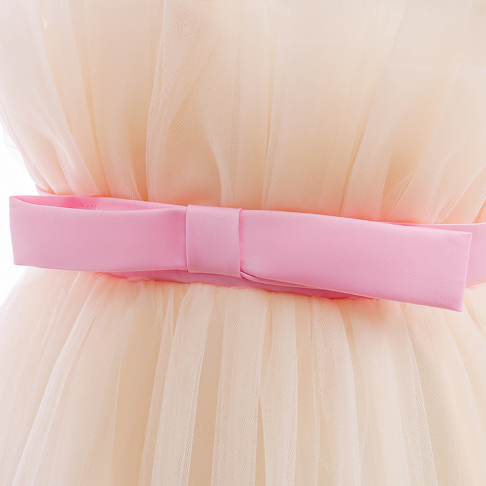 Cute Colorblock Mesh Cake Dress for Girls – Party & Wedding Flower Girl Frock