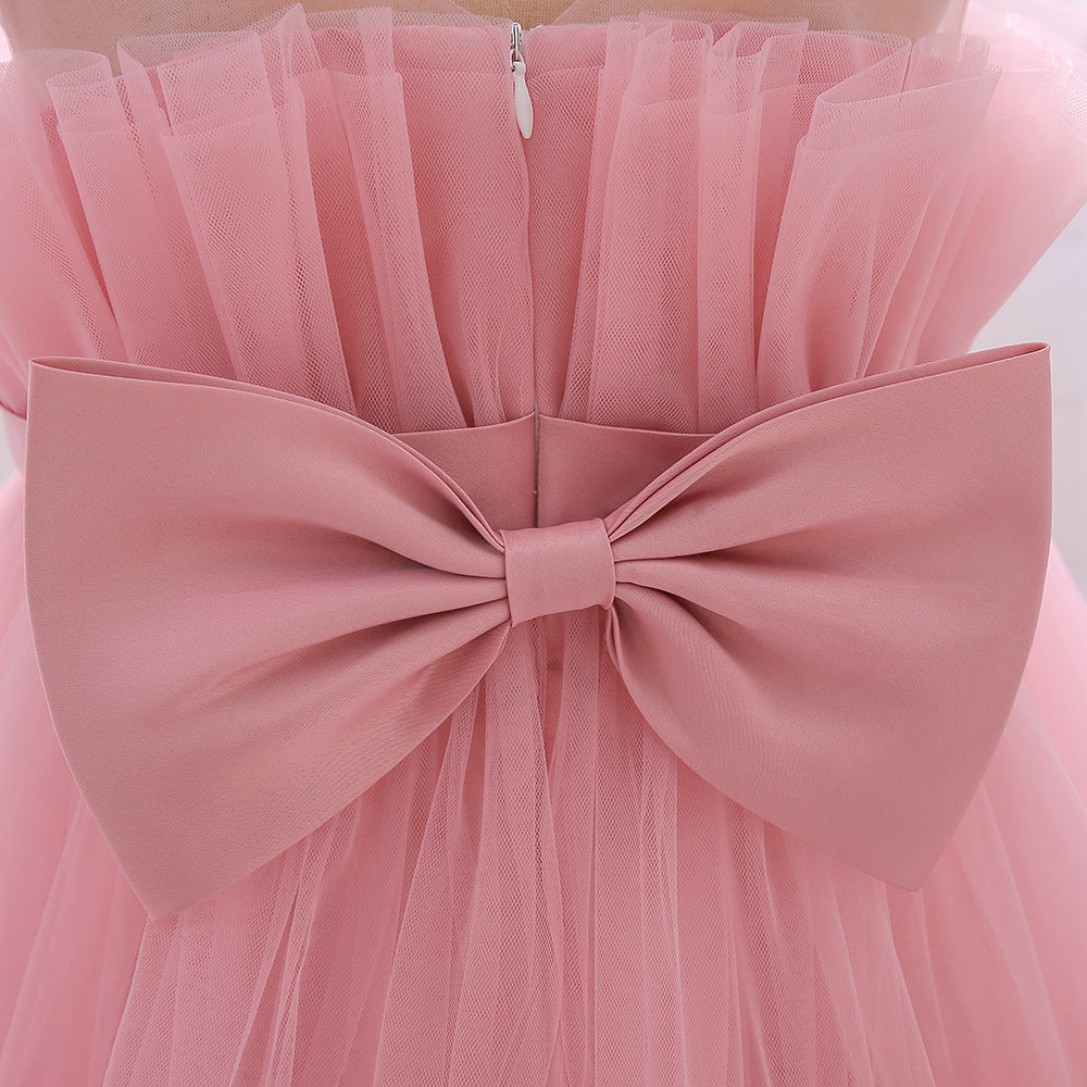 Cute Colorblock Mesh Cake Dress for Girls – Party & Wedding Flower Girl Frock