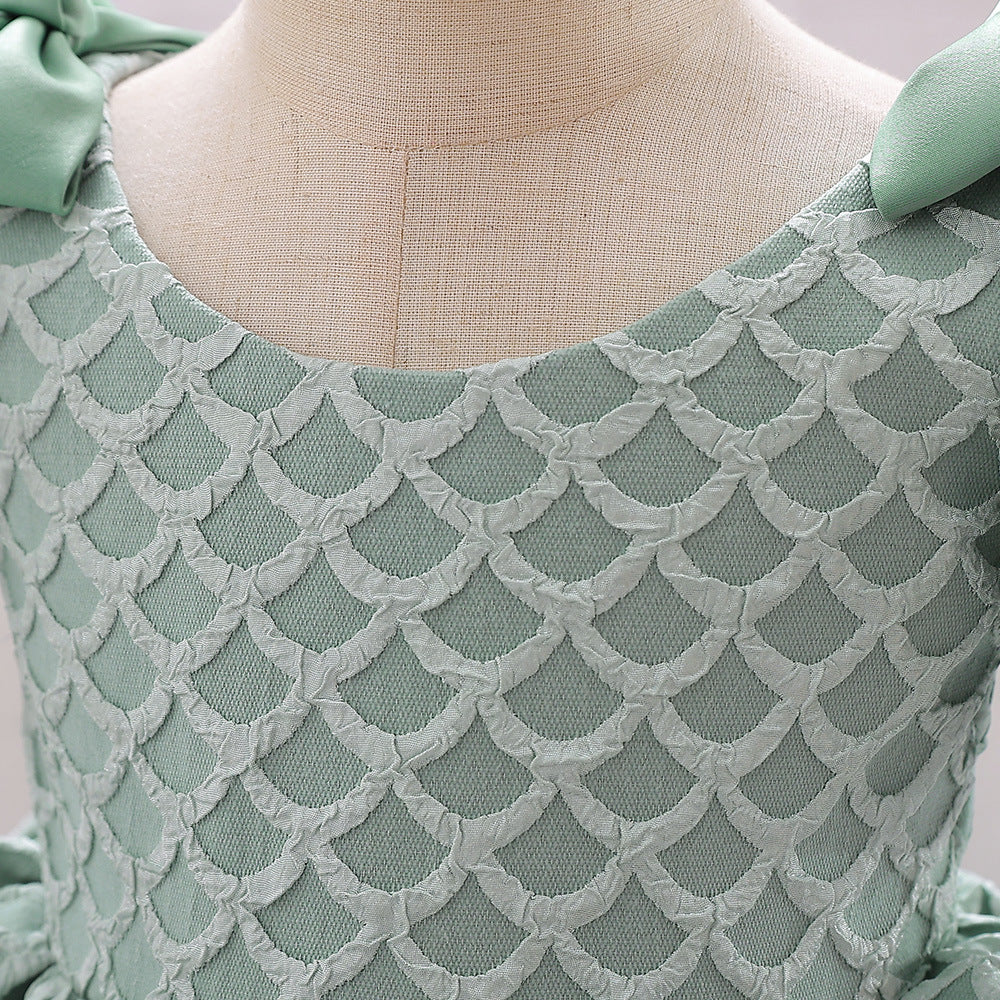 Cute Puff Sleeve A-Line Baby Dress with Bowknot & Ruffle Skirt