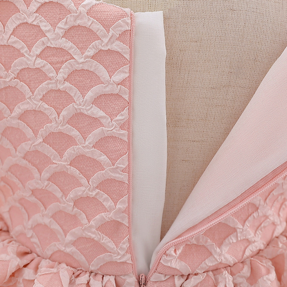 Cute Puff Sleeve A-Line Baby Dress with Bowknot & Ruffle Skirt