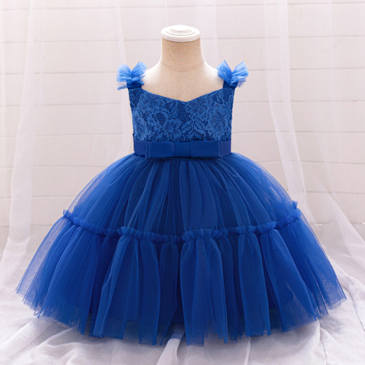 Adorable A-Line Lace & Tulle Bow Dress for Girls | Perfect for Parties & Weddings