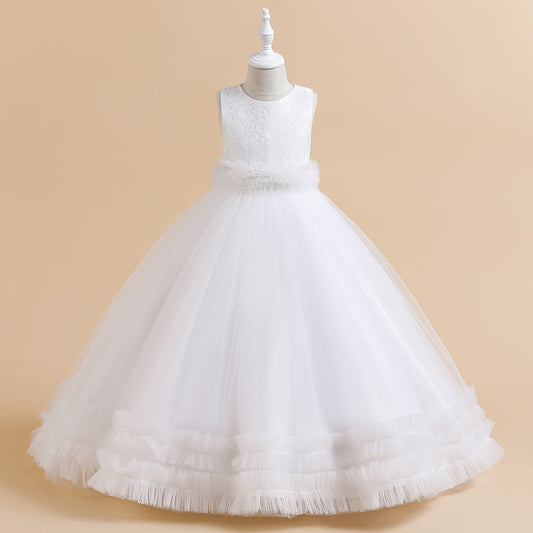 Maxi Lace Tulle A-Line Dress for Girls – Cute Birthday & Party Gown