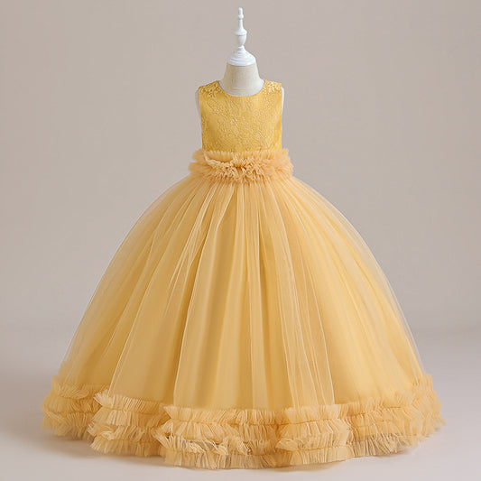 Maxi Lace Tulle A-Line Dress for Girls – Cute Birthday & Party Gown