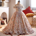 Cute A-Line Maxi Sequin Flower Girl Dress in Dusty Rose