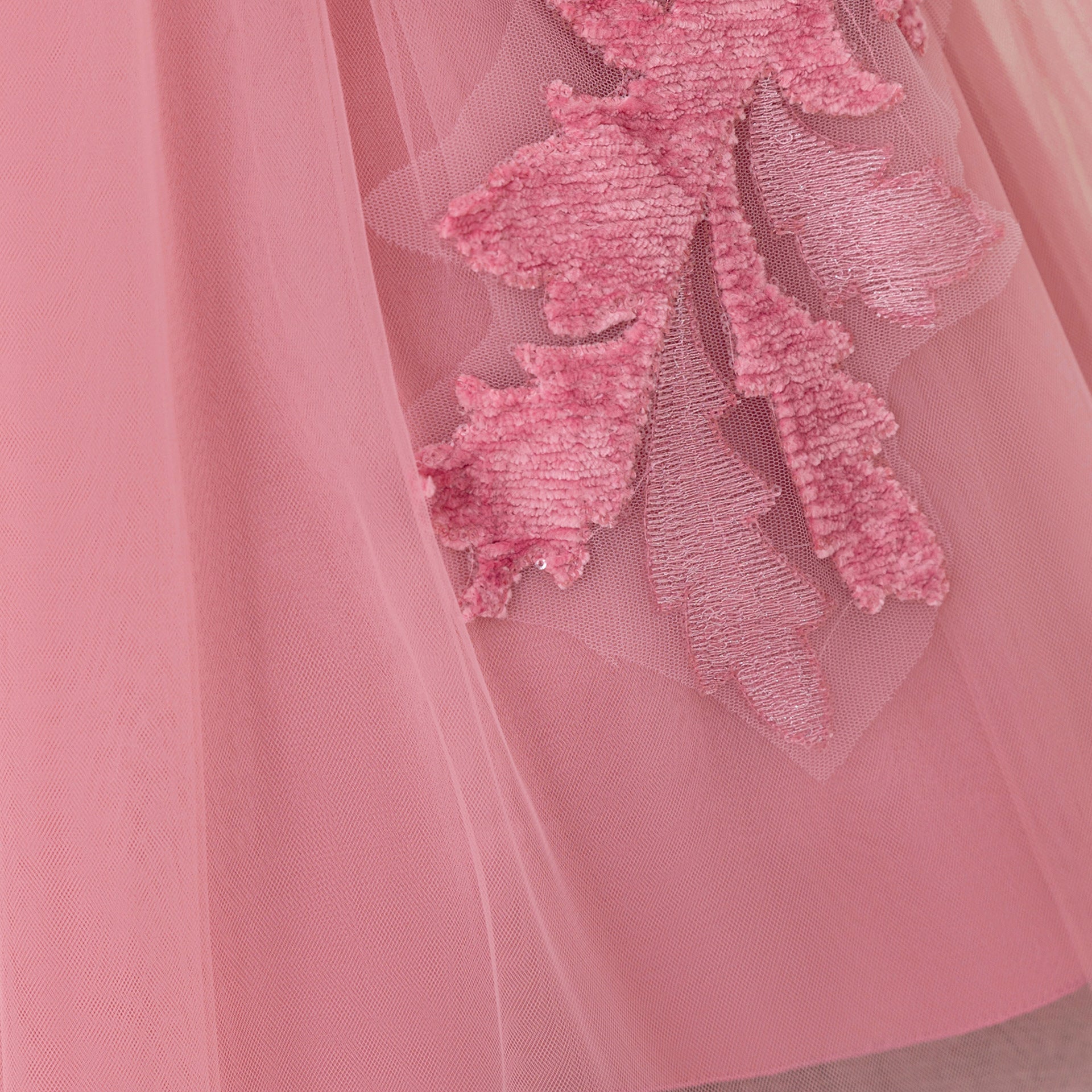 Cute Pink Maxi Tulle Party Dress for Girls with Embroidery & Bowknot, Ages 2-10