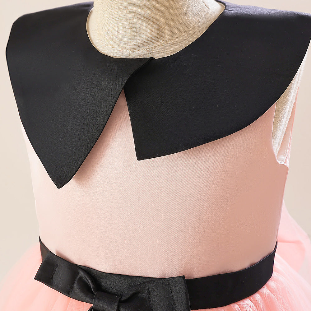 Girls' Mesh Maxi A-Line Dress with Bowknot – Cute Party & Event Gown