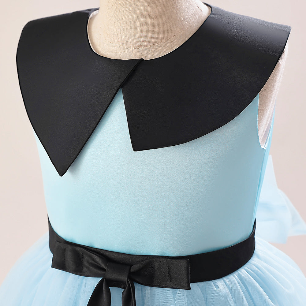 Girls' Mesh Maxi A-Line Dress with Bowknot – Cute Party & Event Gown
