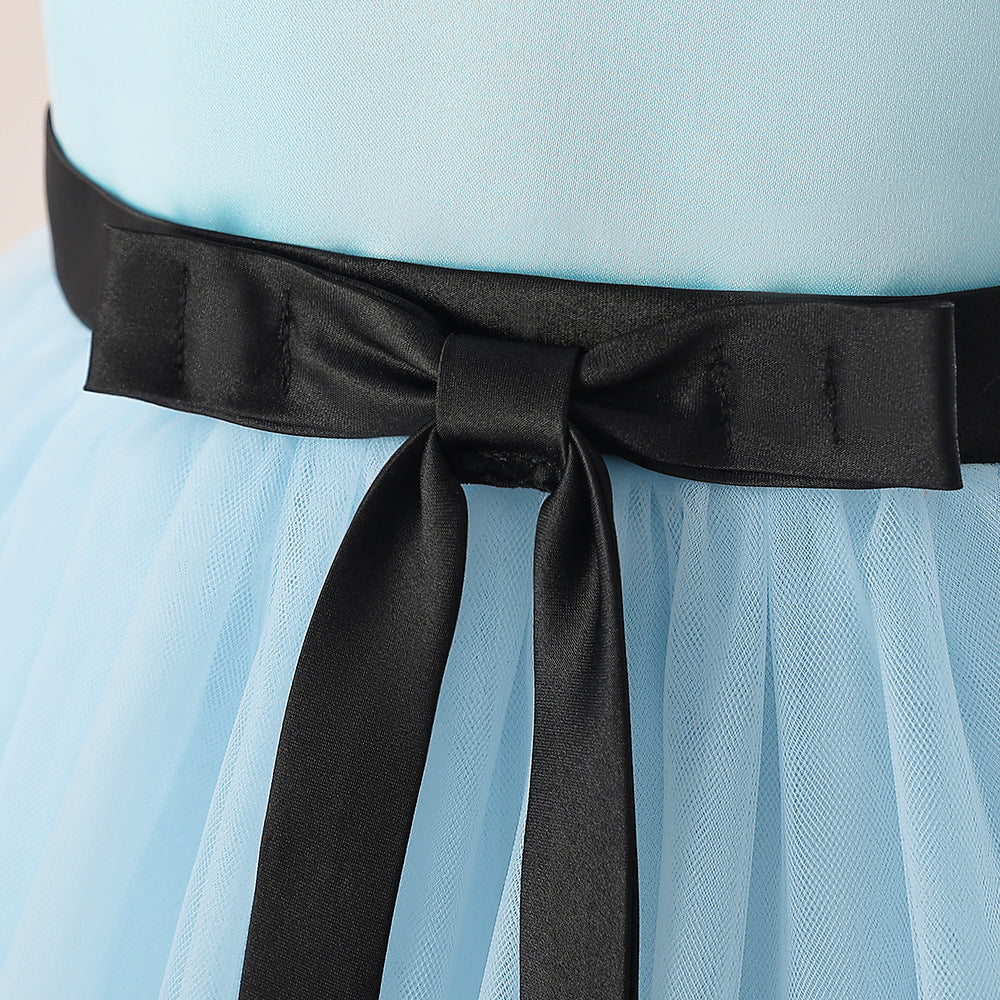 Girls' Mesh Maxi A-Line Dress with Bowknot – Cute Party & Event Gown
