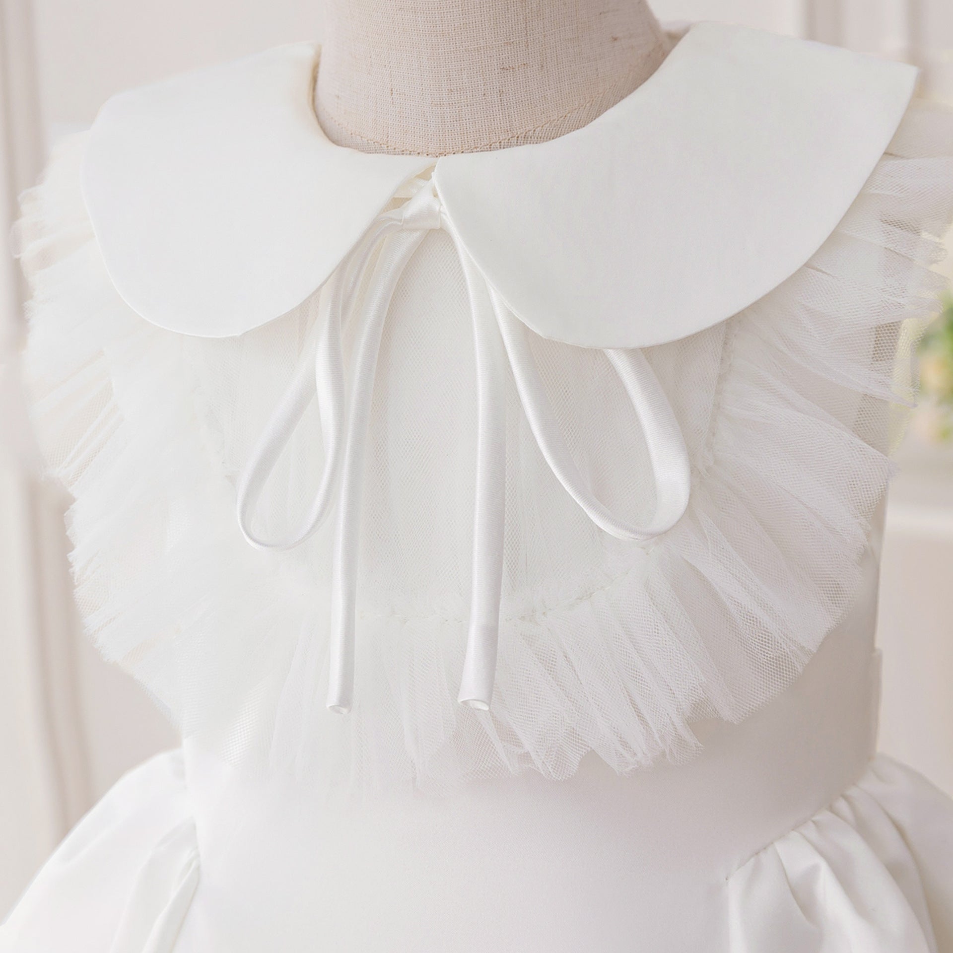 Adorable A-Line Satin Flower Girl Dress with Collar for Ages 4-8