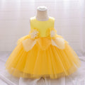Cute A-Line Tea Length Baby Dress with Fabric Flowers