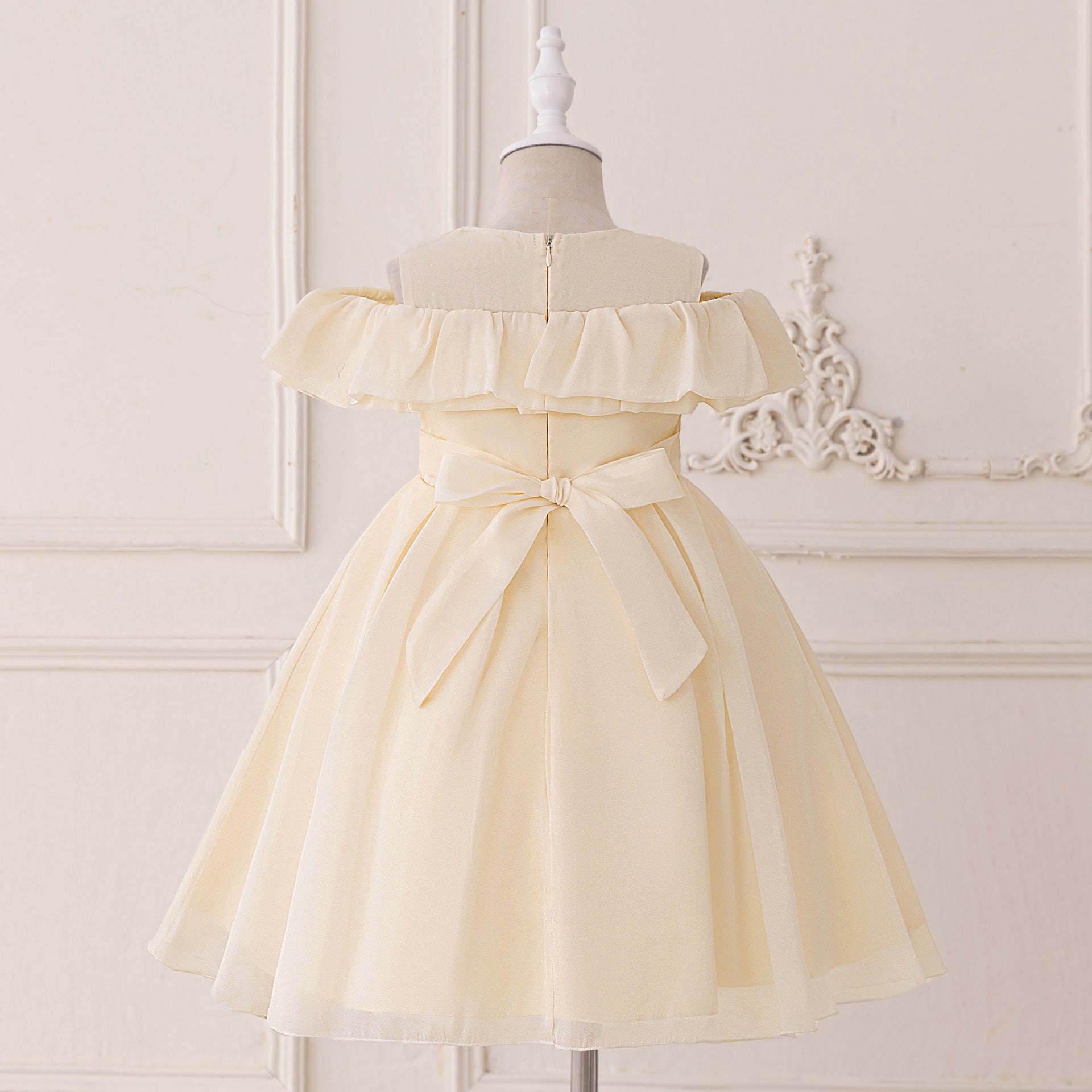 Cute A-line Ruffle Princess Dress for Girls | Tea Length Kids Party Gown