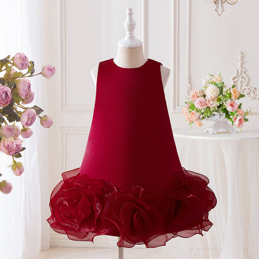 Adorable A-Line Satin Flower Girl Dress | Cute Tea Length Party Gown