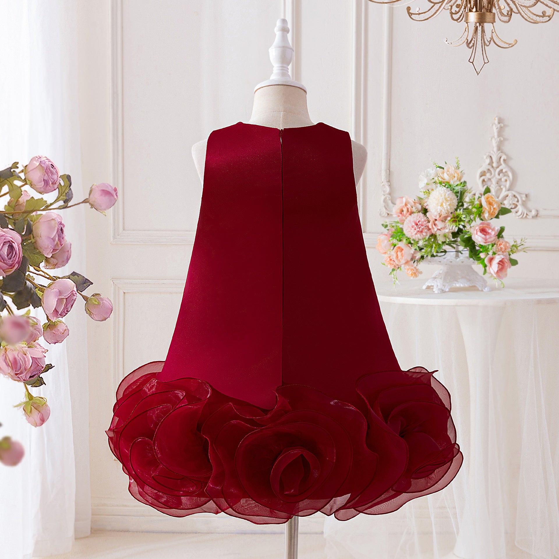 Adorable A-Line Satin Flower Girl Dress | Cute Tea Length Party Gown