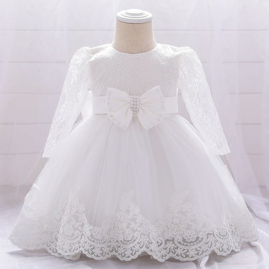 Adorable A-Line Tulle & Lace Birthday Dress for Babies | Long Sleeve Flower Girl Outfit