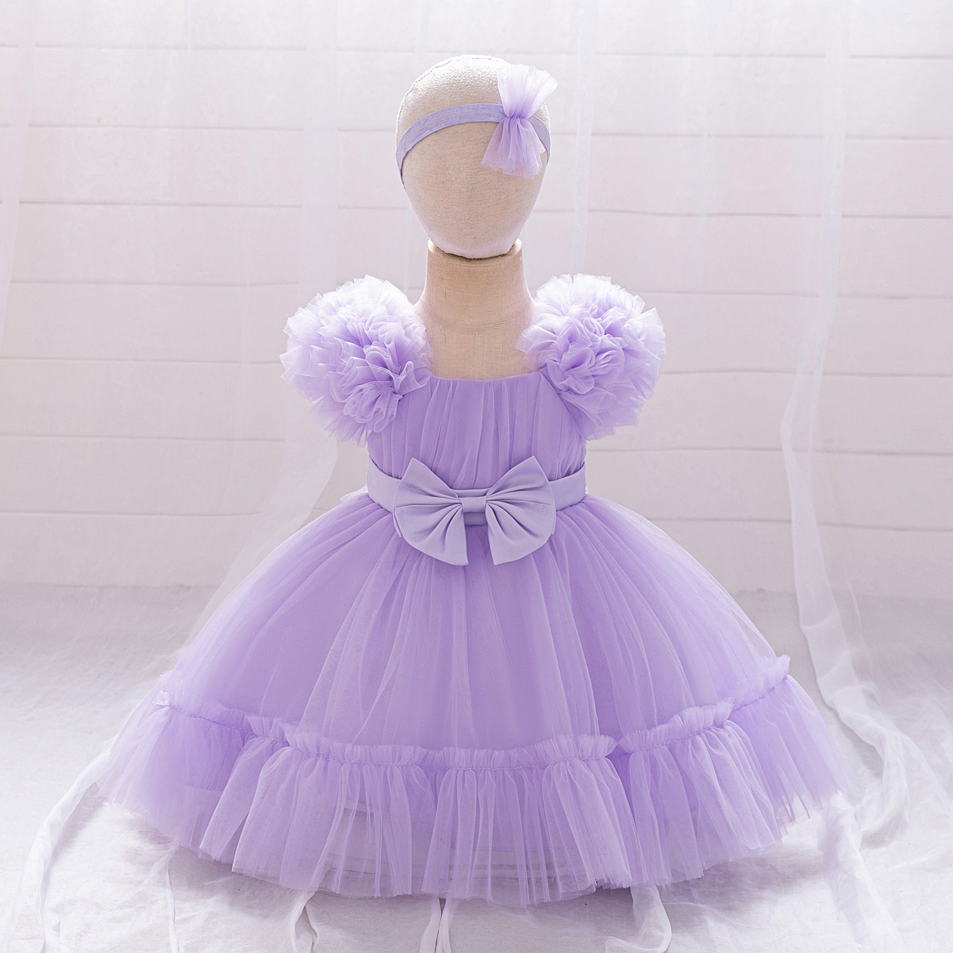 Frocklet Cute Tulle Princess Dress for Girls | A-Line Tea Length Flower Girl Dress 35