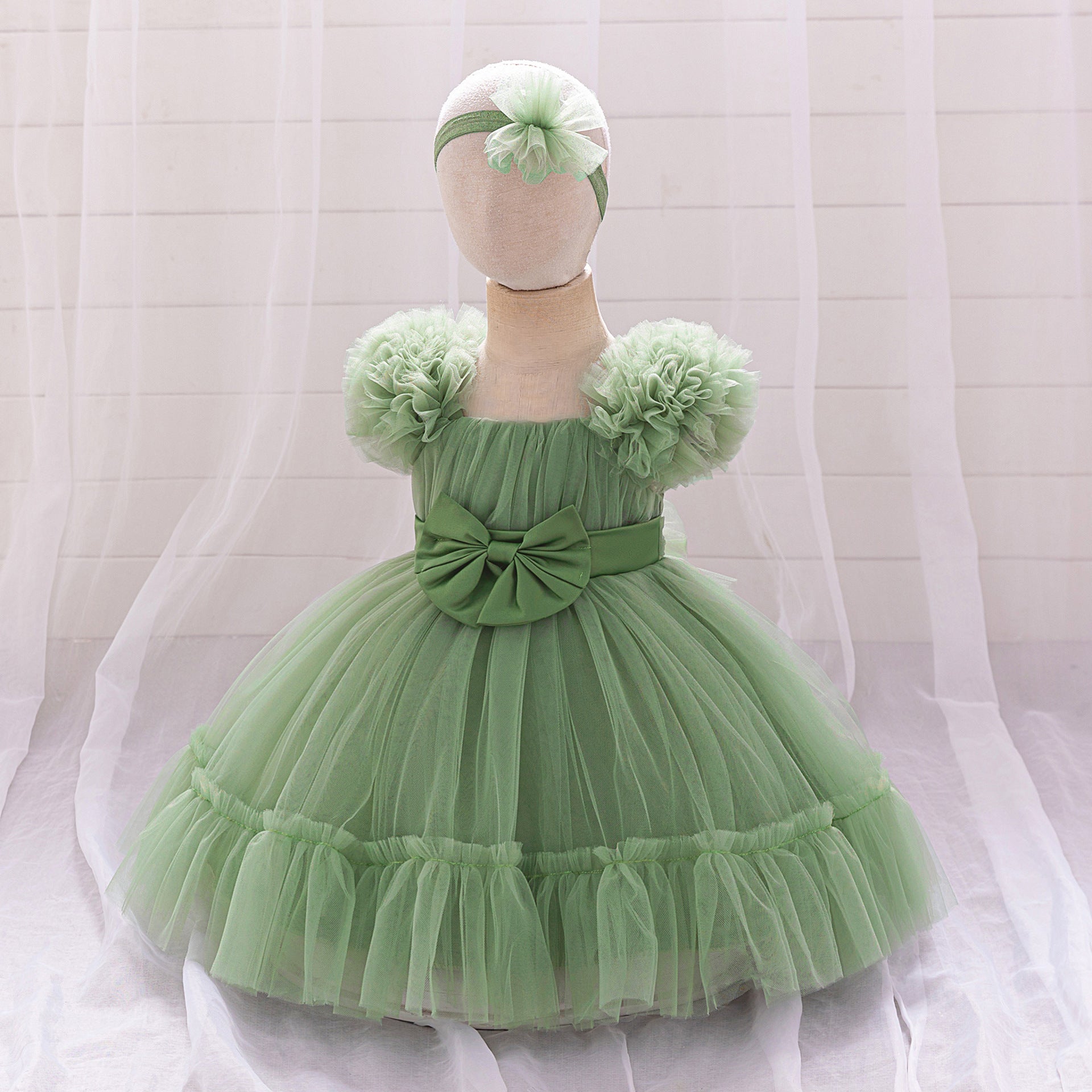 Cute Tulle Princess Dress for Girls | A-Line Tea Length Flower Girl Dress