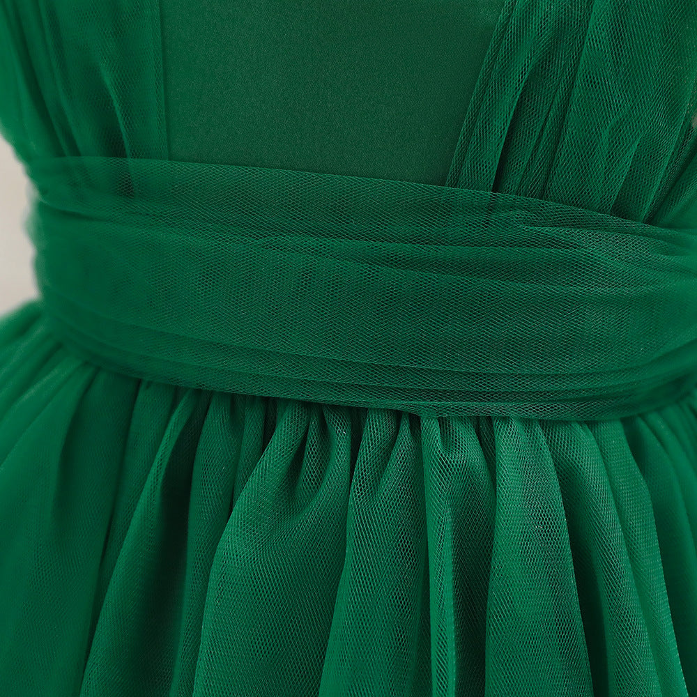A-Line Tulle & Satin Princess Dress for Girls | Bowknot Tea Length Party Gown