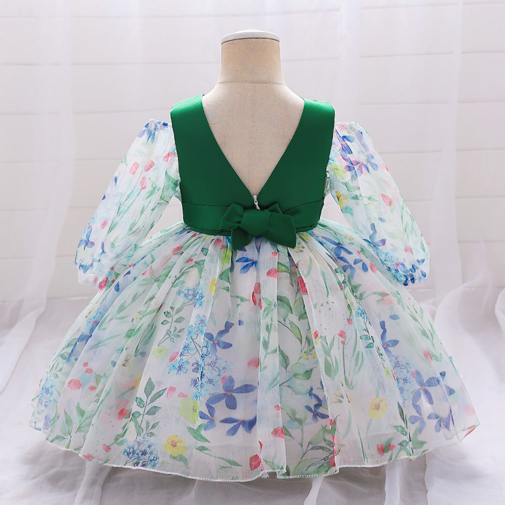 A-line Tulle Bowknot Baby Girl Dress - Tea Length Princess Outfit for Parties & Weddings