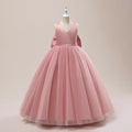 Cute Bowknot A-Line Tulle Flower Girl Maxi Dress