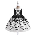 Cute Cartoon Print Satin A-line Princess Dress for Girls (Black)