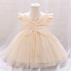 Cute Champagne Puffy Flower Girl Dress with Bow for Toddlers