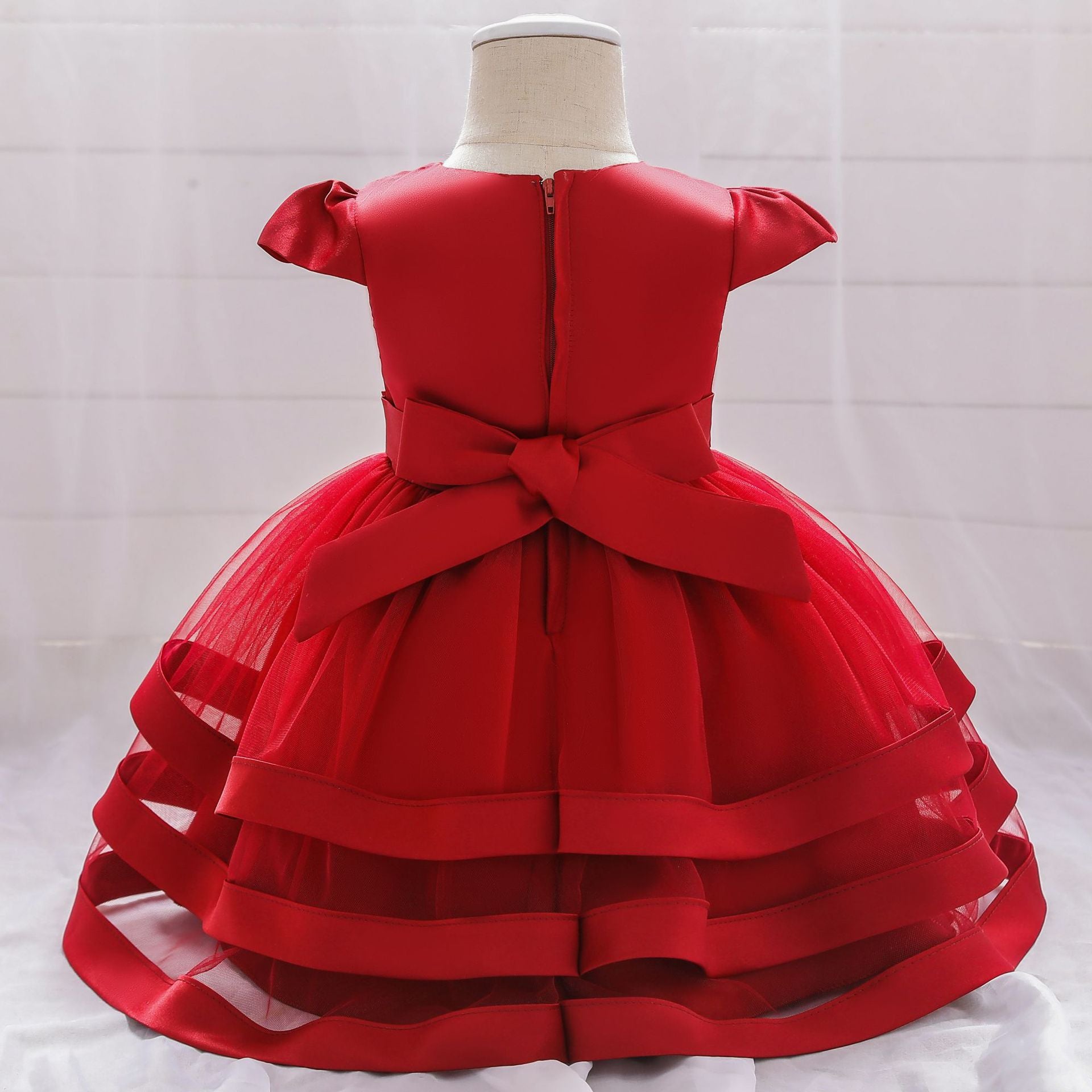 Adorable Bowknot Embroidered Puffy Ball Gown Baby Dress for 9-24 Months