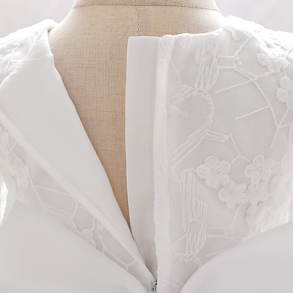 High-Low Baby Tulle Dress with Embroidery & Bow – A-Line Princess Gown