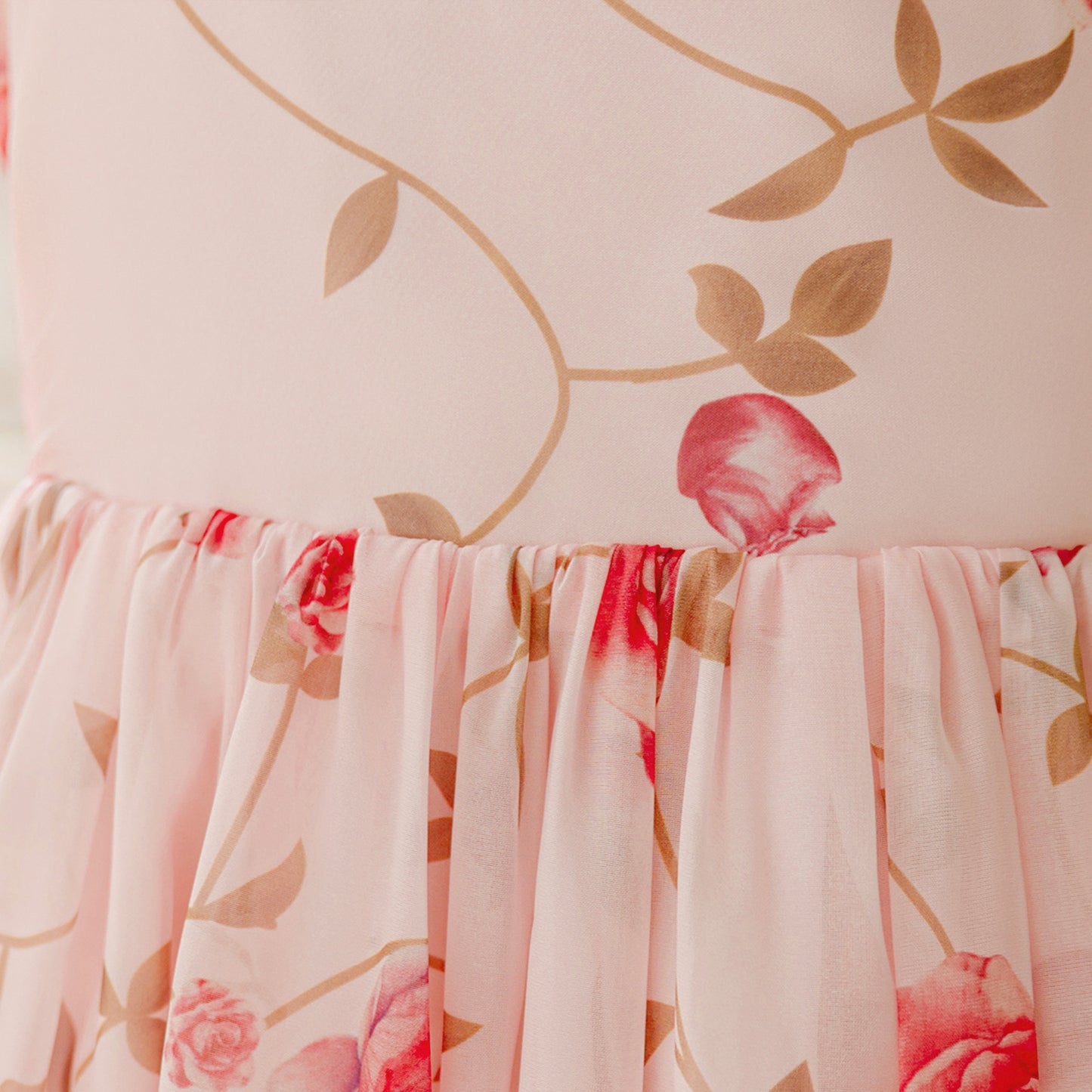 Cute Pink Floral A-Line Maxi Dress for Girls | Party & Celebration Outfit