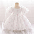Cute Floral Print Tulle Princess Dress for Baby Girls