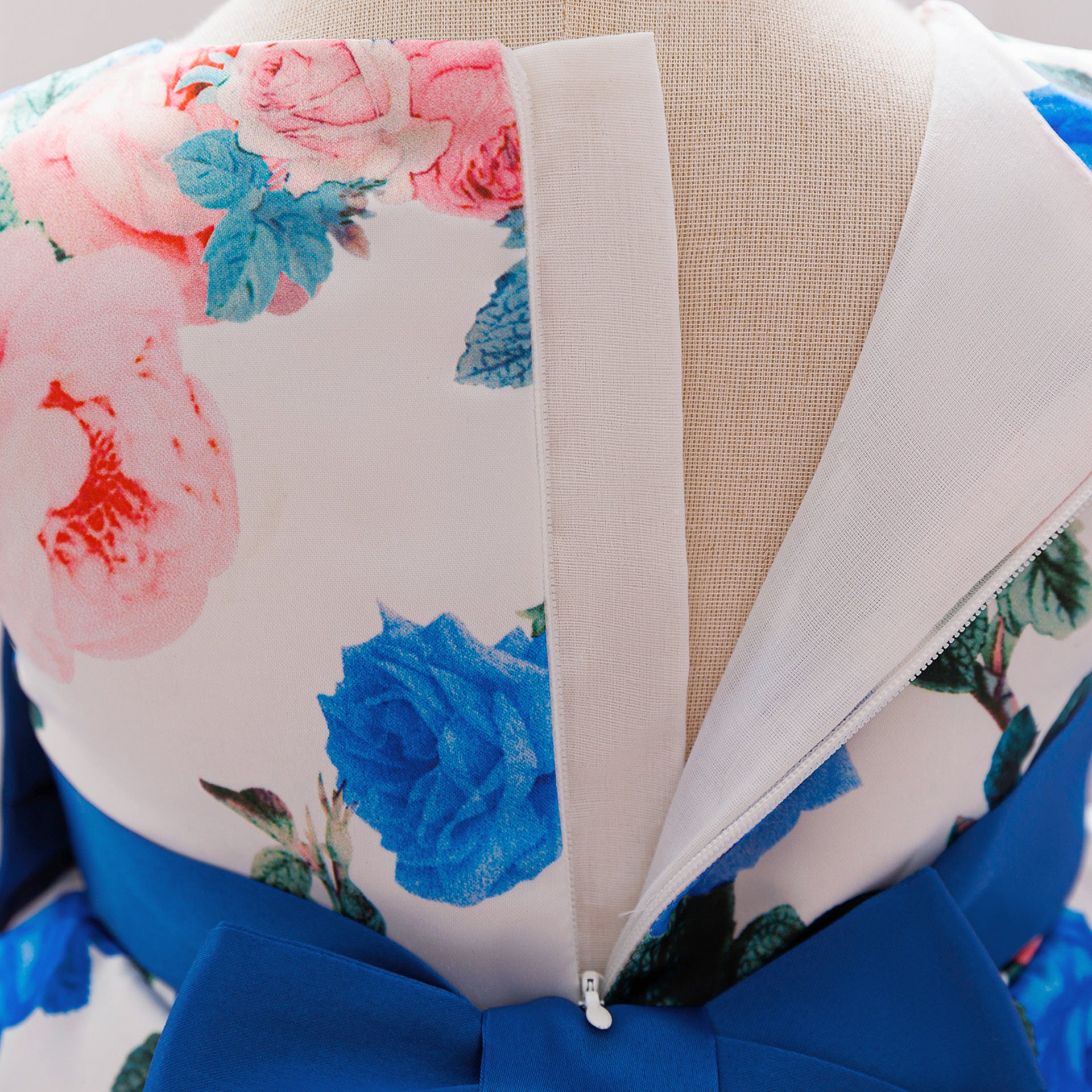 Floral Puffy Princess Ball Gown Dress with Bow – Tea Length, Ages 9M-4Y
